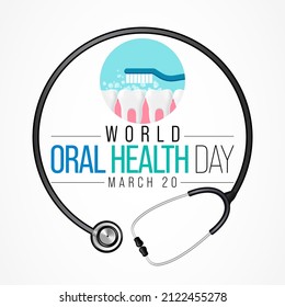 World Oral Health day is observed annually on March 20, a year long campaign dedicated to raising global awareness of the issues around oral health and the importance of oral hygiene. Vector art