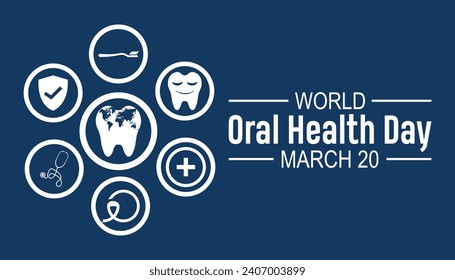 World Oral Health day is observed every year in March. Holiday, poster, card and background vector illustration design.