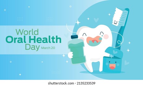 World Oral Health Day on March 20 business brochure flyer banner design horizontal template vector, cover presentation abstract, modern publication poster and flag-banner.