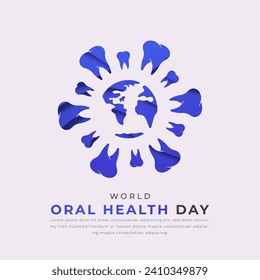 World Oral Health Day Paper cut style Vector Design Illustration for Background, Poster, Banner, Advertising, Greeting Card