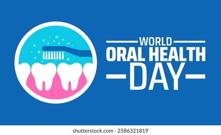 World Oral Health Day tooth background banner or poster design template. observed every year in March. Holiday concept. Use to any Template, card, poster, placard, template.