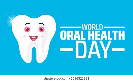 World Oral Health Day tooth background banner or poster design template. observed every year in March. Holiday concept. Use to any Template, card, poster, placard, template.