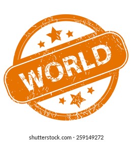 World orange grunge rubber stamp on a white background. Vector illustration