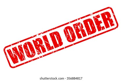 WORLD ORDER red stamp text on white
