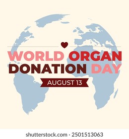 World Organ Donation Day for liver, heart, kidneys, Eyes, lungs, and stomach Transplantation, World Organ Donation Day is on the 13th of August. Vector template Design.