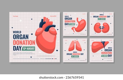 World organ donation day social media post. Social media template. Trendy editable social media template
