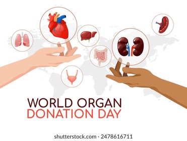 World Organ Donation Day template with hands showing internal organs