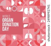 World organ donation or donor day concept design. Modern poster, flyer template. Healthcare medical concept. Vector Illustration.