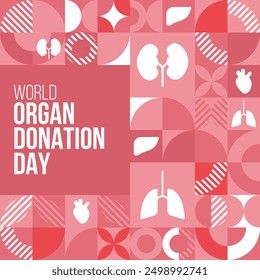 World organ donation or donor day concept design. Modern poster, flyer template. Healthcare medical concept. Vector Illustration.