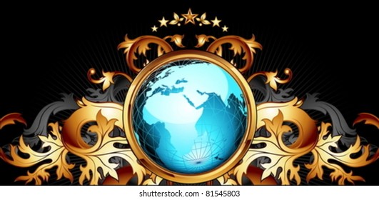  world with ornate frame