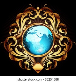  world with ornate frame