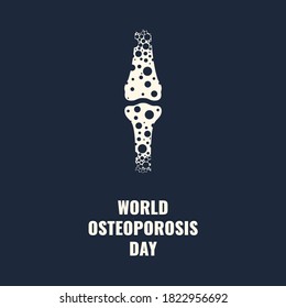 World Osteoporosis Awareness Poster. Loss Of Bone Mass, Hip Fractures And Broken Bones Prevention. Skeletal System Disease. Senior Osteopathy Medical Concept. Vector Illustration.