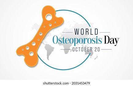 El 20 de octubre se celebra cada año el Día Mundial de la Osteoporosis, dedicado a concienciar a la población mundial sobre la prevención, el diagnóstico y el tratamiento de la osteoporosis y la enfermedad ósea metabólica. Arte vectorial