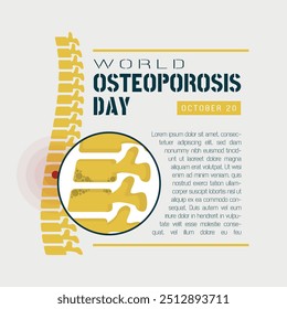 Día Mundial de la Osteoporosis Plantilla con osteoporosis en la columna vertebral