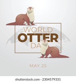 world otter day design template for celebration. world otter day vector design. otter illustration. flat design. AI generative.