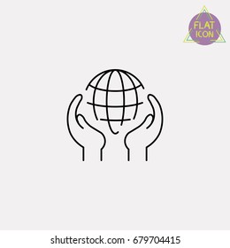 world in our hands line icon