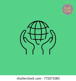 world in our hands line icon