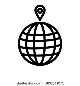 World outline vector icon. Ball sign. Earth symbol. Navigation label. Flat simple line design illustration.