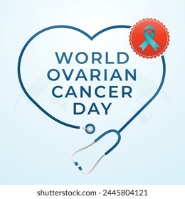 World Ovarian Cancer Day design template. ovarian cancer illustration. blue ribbon. cancer ribbon. vector eps 10.