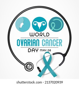 World Ovarian Cancer is observed every year on May 8, it is a group of diseases that originates in the ovaries, or in the related areas of the fallopian tubes and the peritoneum. Vector illustration