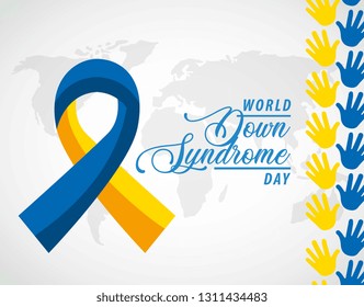 World own syndrome day card blue and yellow colors vector digital illustration image