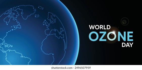 world ozone day 16 September ozone layer on earth space view vector poster