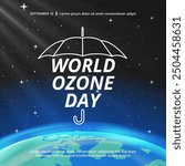 World Ozone Day background with earth and outer space