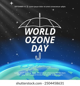 World Ozone Day background with earth and outer space