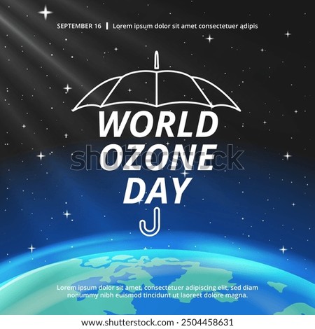 World Ozone Day background with earth and outer space