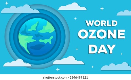 world ozone day background illustration in paper style