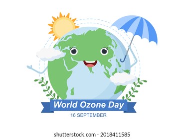 World Ozone Day is Commemorated Every September 16 To Raise Public Awareness About Of The Earth Layer And Protecting Environment. Background Vector Illustration