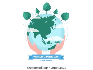 World Ozone Day is Commemorated Every September 16 To Raise Public Awareness About Of The Earth Layer And Protecting Environment. Background Vector Illustration