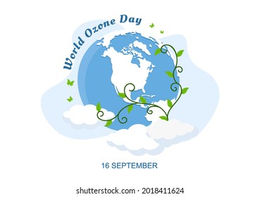 World Ozone Day is Commemorated Every September 16 To Raise Public Awareness About Of The Earth Layer And Protecting Environment. Background Vector Illustration