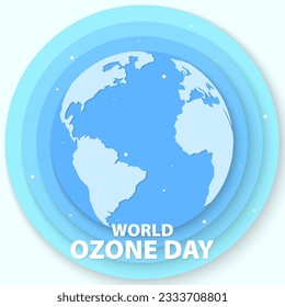 World ozone day concept background with world globe. Ozone day paper cut design. Vector illustration