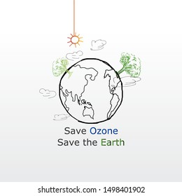 World ozone day concept.
Beautiful and simple element.
Minimalist design with hand sketch.