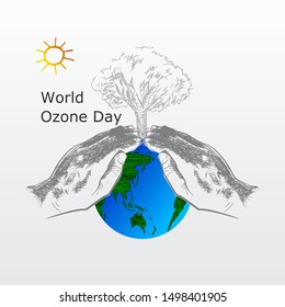 World ozone day concept.
Beautiful and simple element.
Minimalist design with hand sketch.