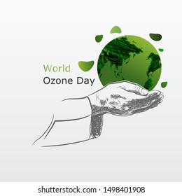 World ozone day concept.
Beautiful and simple element.
Minimalist design with hand sketch.