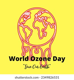 World ozone day concept. Beautiful and simple element. Minimalist design with Yellow Background.