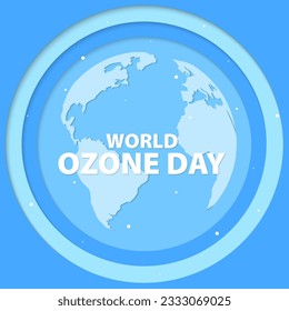 World Ozone Day concept design, September 16th. Paper cut background design. vector illustration