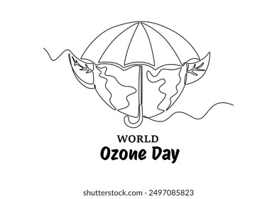 Concepto del Día Mundial del Ozono. Ilustración gráfica de Vector de diseño de línea única.