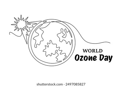 World Ozone Day concept. Single line draw design vector graphic illustration.