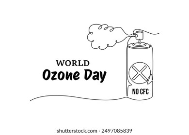 Concepto del Día Mundial del Ozono. Ilustración gráfica de Vector de diseño de línea única.