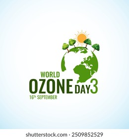 World Ozone Day creative concept green natural eco friendly environmental unique idea poster banner social media design, Vector illustration