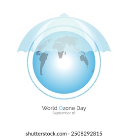 World Ozone Day Creative illustration, September 16. Earth covered with ozone layer. Earth ozone layer as umbrella concept design.