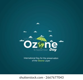 Día Mundial del Ozono Ilustración creativa, 16 de septiembre. Día Internacional para la Preservación de la Capa de Ozono. Ilustración Vector gráfico de árbol de la mitad de la tierra.