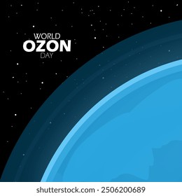 World Ozone Day event nature banner. Illustration of ozone on earth with stars to commemorate on September 16th