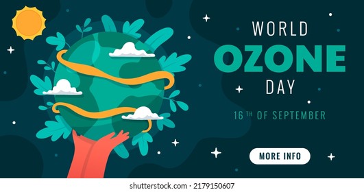 world ozone day horizontal banner vector flat design
