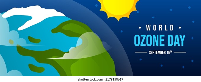 world ozone day horizontal banner vector flat design