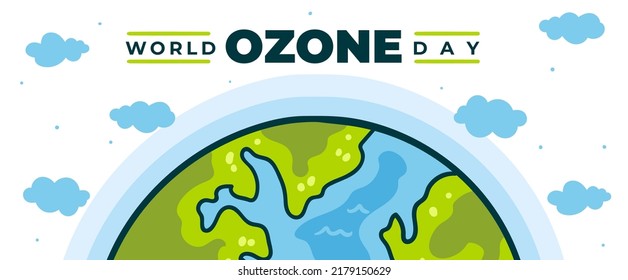 world ozone day horizontal banner vector flat design
