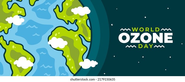 world ozone day horizontal banner vector flat design